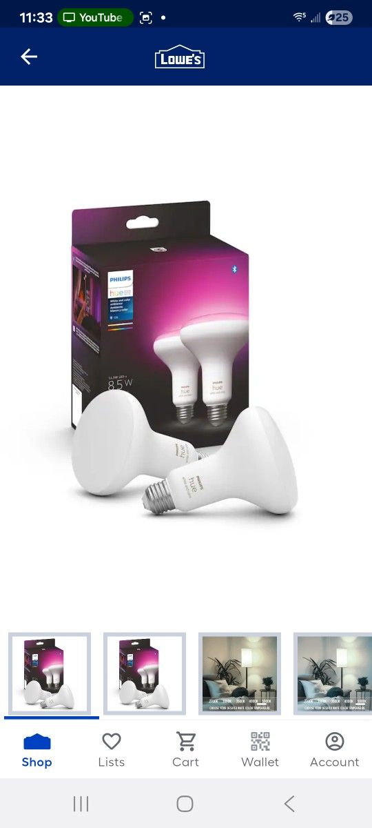 Phillips Hue 85 Watts LED Smart Ligts- New
