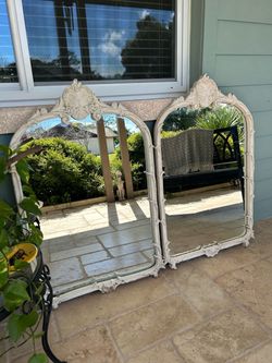 Solid Wood Large Antique Ornate Pair Of Mirrors