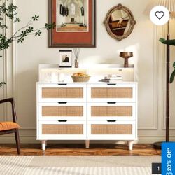 6 Drawer Rattan Dresser