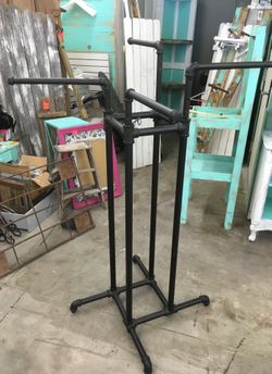 4 way industrial piping clothing rack