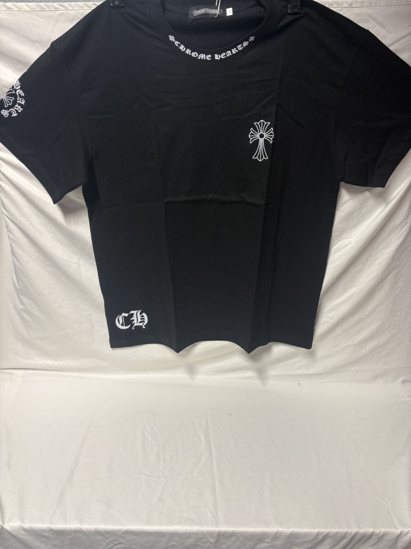 ChromeHeart, Black T-Shirt, White Lettering