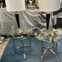 Side Tables And Two  Lamps. $95 For All 