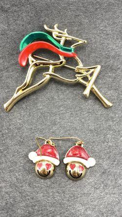 Beautiful Christmas jewelry ( 4 ) brooch and 3 earrings set