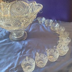 Crystal Glass Punch Bowl 