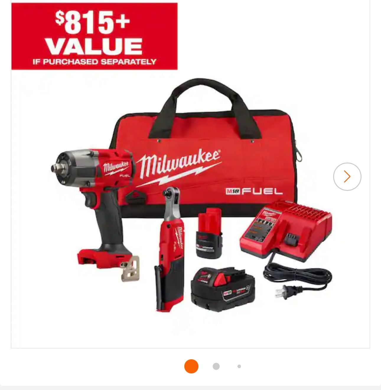M18 FUEL 18V Cordless Mid Torque 1/2 in. Impact Wrench w/ M12 FUEL 3/8 in. Ratchet & Battery/Charger Combo Kit