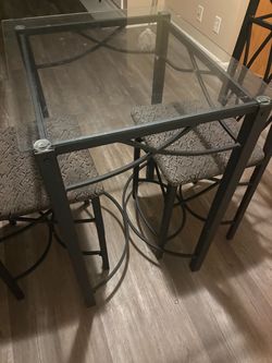 Glass Top Dining Table with 2  Chairs