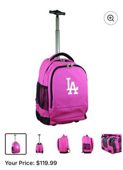 Dodger pink backpack with wheels