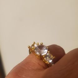 New Pretty Gold Plated Ring With CZs Size 7