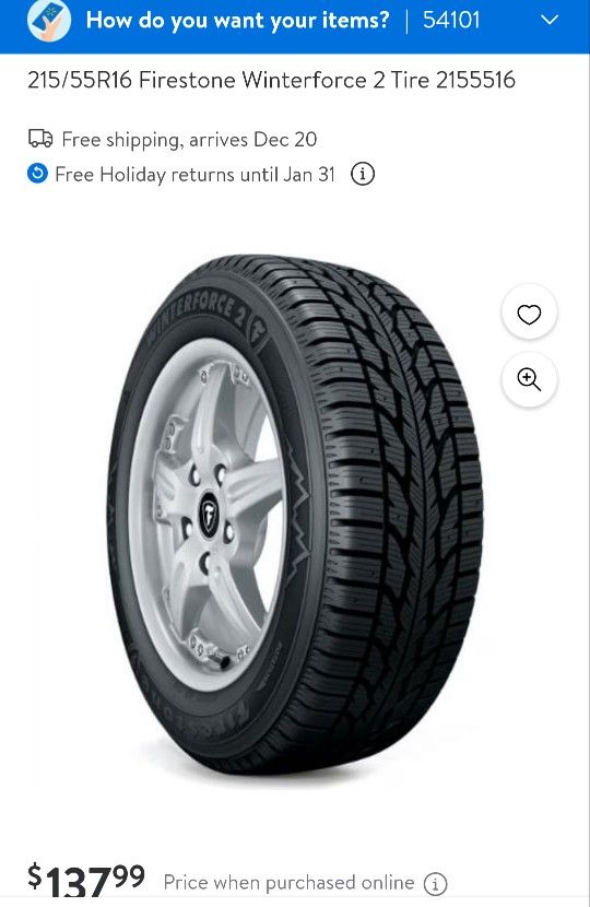 215/55r16 Firestone Winter Snow Tires
