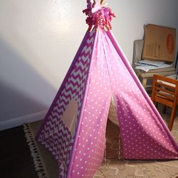 ​✨ Girls Pink & White Star/Chevron Teepee Play Tent ✨