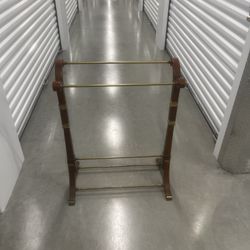 BOMBAY Regency Style Mahogany & Brass Blanket Rack Quilt Rack Nice! Used in good condition with minor cosmetic blemishes. These blemishes are in the f