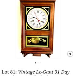 Vintage Le-Gant 31 Day Regulator Wall Clock