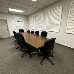 12ft By 3ft Conference Table With 10 Chairs 