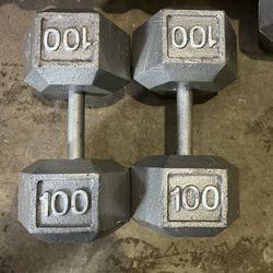 100lbs Pair Of Hex Steel Dumbells 