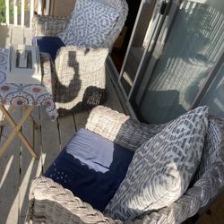 Boho Swing 2 Blue Chairs 2 Wicker Chairs 