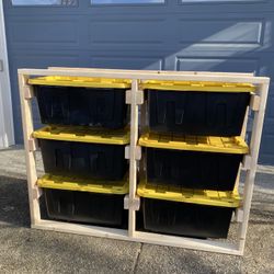 WOODEN ORGANIZER FOR BLACK/YELLOW BINS