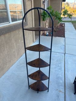 5-Tier Corner Shelf with Metal Frame