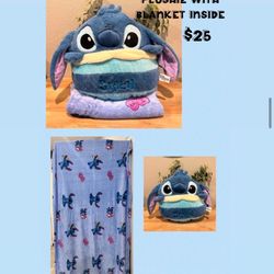 Stitch Plushie Pillow With Blanket Inside $25