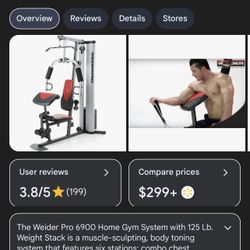 Weider Pro 6900 Home Gym System with 125 Lb. Weight Stack