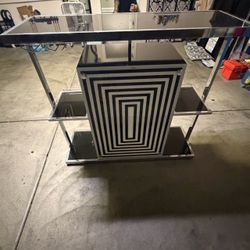 Modern Bar Cart with Mirrored Shelves
