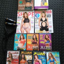 Jillian Michaels exercise DVDs, Books, Magazines, and Resistance Cord