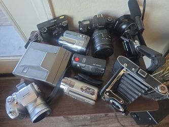 Camera Lot 9pc Canon EOS Fujifilm Polaroid Minolta Ansco Agfa Vintage