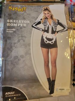 Spirit Skeleton Romper Halloween Costume Adult Medium