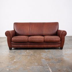 Elegant Patina Leather Sofa
