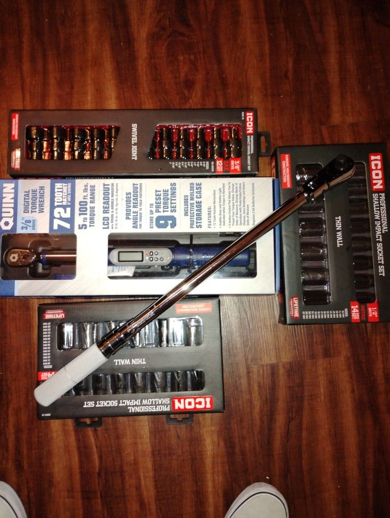 Digital Torque Wrench 3/8 Drive SAE 3/8 Drive Swivel Socket Set 12 And Set Half Inch Torque Wrench Shallow Impact Socket Set Then Wall Half Inch Drive