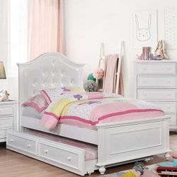 WHITE FINISH TWIN OR FULL SIZE BED TRUNDLE - KIDS FURNITURE - CAMA MATRIMONIAL SENCILLA