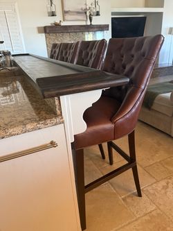Pottery Barn High End Leather Barstools