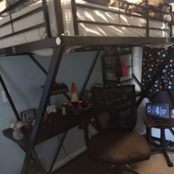 Loft Bed, Sturdy Metal, Twin Size, Black