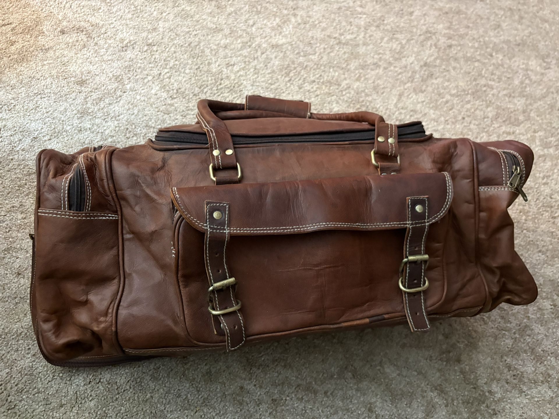 Leather Travel Bag 24” x 9” x 10”
