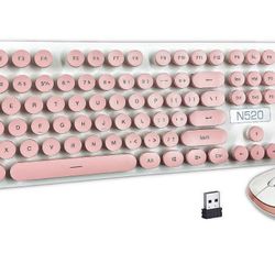 Keyboard And Mouse Set Ubotie  (white And Pink)