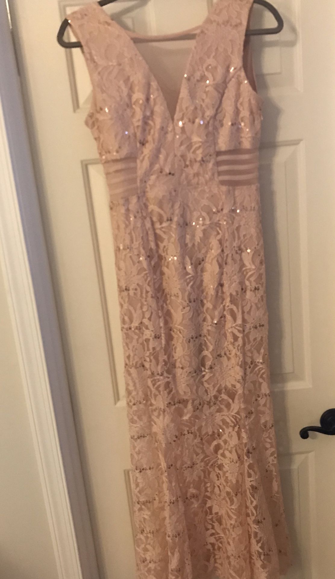 Sequins and lace sheer dress pink/peach. Size 4