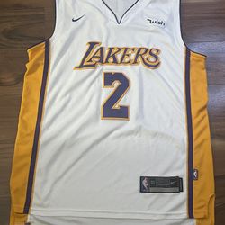 NBA Lakers Jersey with WISH Patch #2 Lonzo Ball Nike Sz 50 