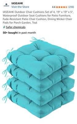 IASEAHK Outdoor Chair Cushions Set of 4 Teal