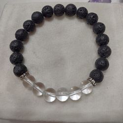 Lava Stone with Clear Quartz Bracelet