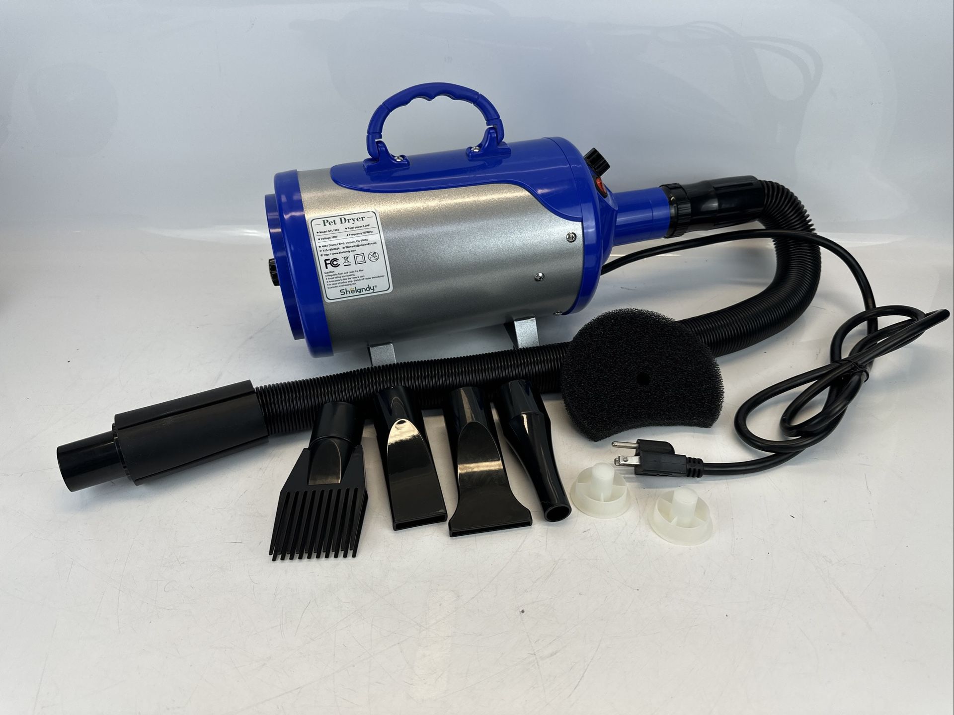 Shelandy STL-1902 3.2HP Total Power Adjustable Speed Heating Pet Hair Dryer 120V