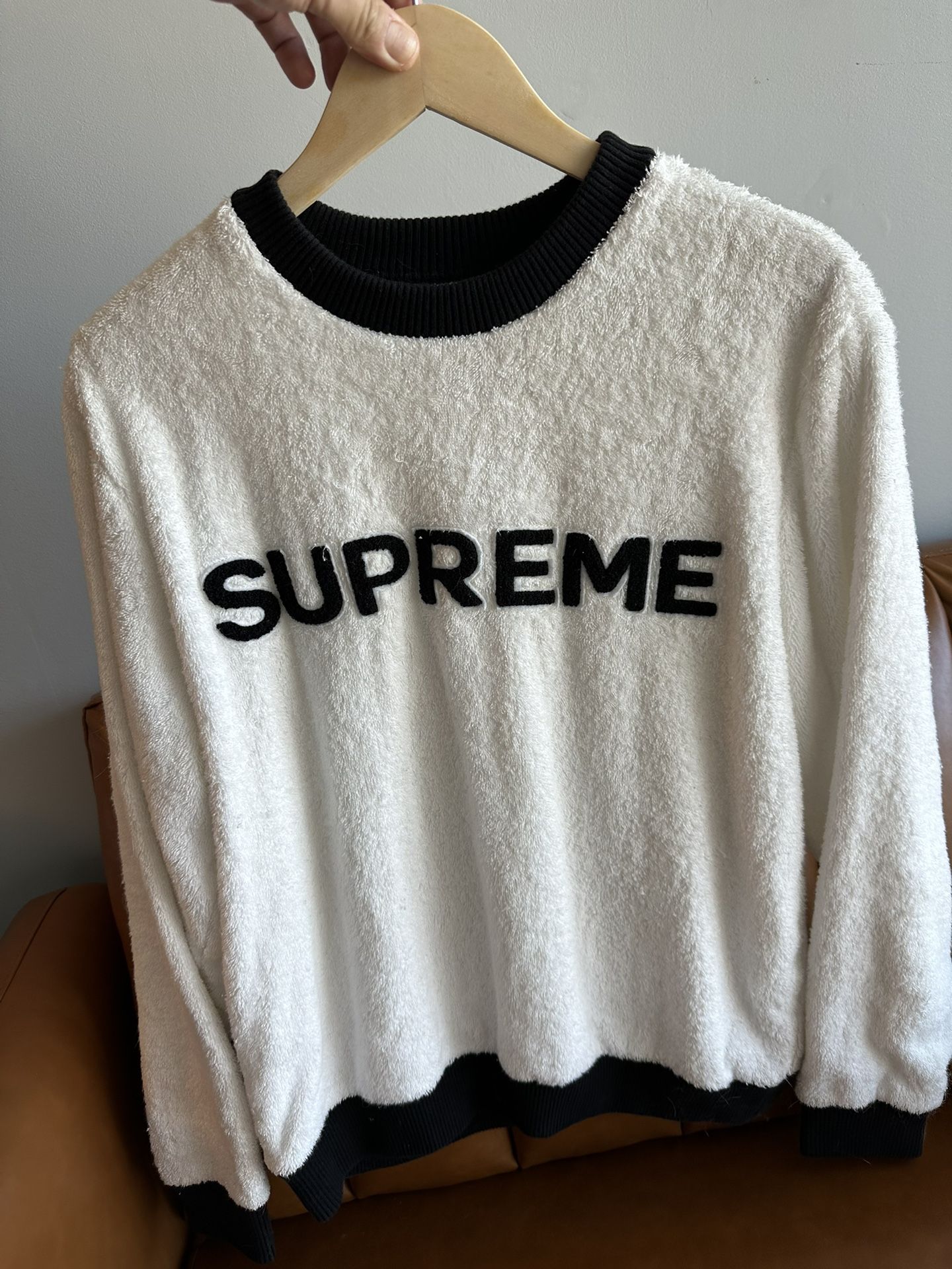Supreme Long Sleeve White Sweater 