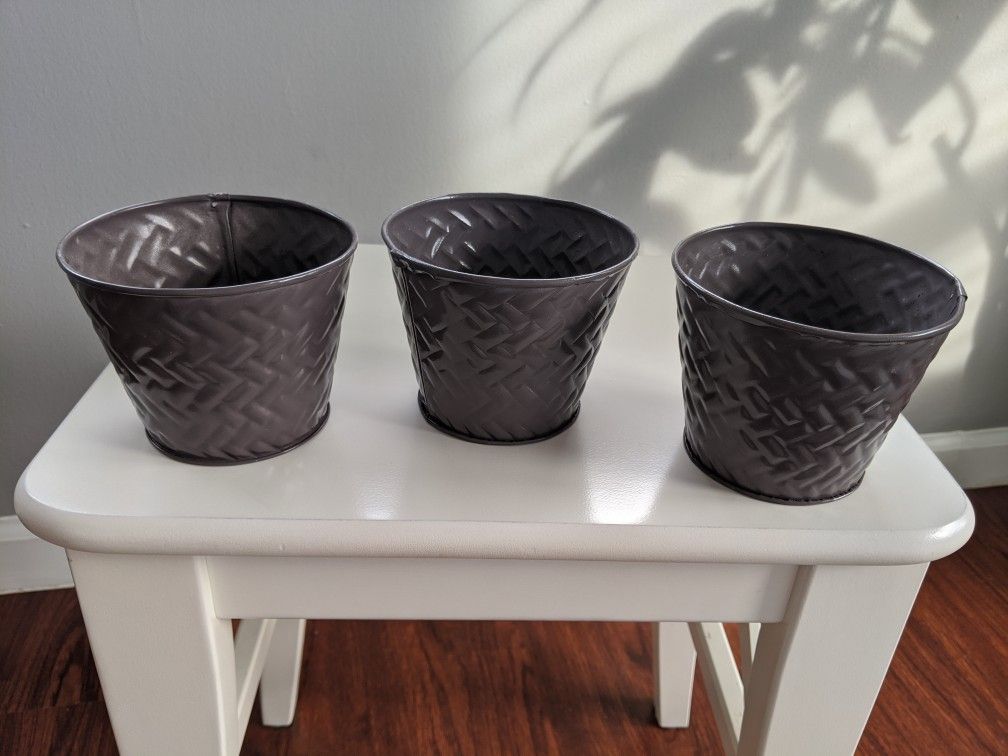 4" Tin Plant/Flower Pots (Set of 3)