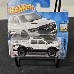 2024 Hot Wheels White 2020 Ram 1500 Rebel Pickup Truck