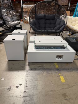New 42' Outdoor Rectangle Fire Pit Table and Propane Tank Cover 50000 BTUR
