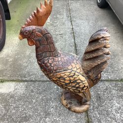 Hand Wooden Carved Chicken 41” Tall $50 Weight About 50 Pounds 