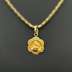 18k solid yellow gold Medallion Pendant charm