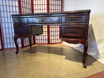 Stand Alone Writing Desk with Rose Carved Hand Pulls