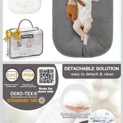 Baby Lounger for Newborn - Snuggle Cozy Me Lounger | Breathable Soft Cotton, 0-24 Months Portable Playtime Baby Nest, Newborn Baby Essentials Gifts - 