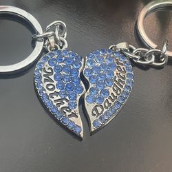 Mother Daughter Keychain Set Blue Stones 