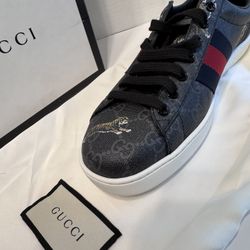 Gucci Ace Web GG Supreme Monogram Tiger Canvas For Men 