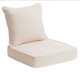 Hampton Bay 24 in. W x 24 in. D CushionGuard Deep Seat Universal Outdoor Lounge Chair Cushion in Almond Biscotti